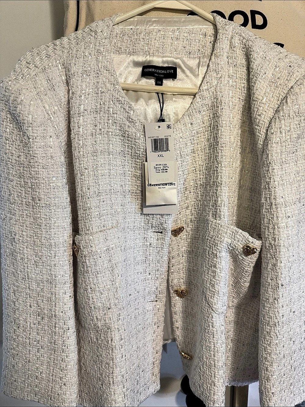 Generation Love Monty Tweed Jacket Boucle Blazer White XXL